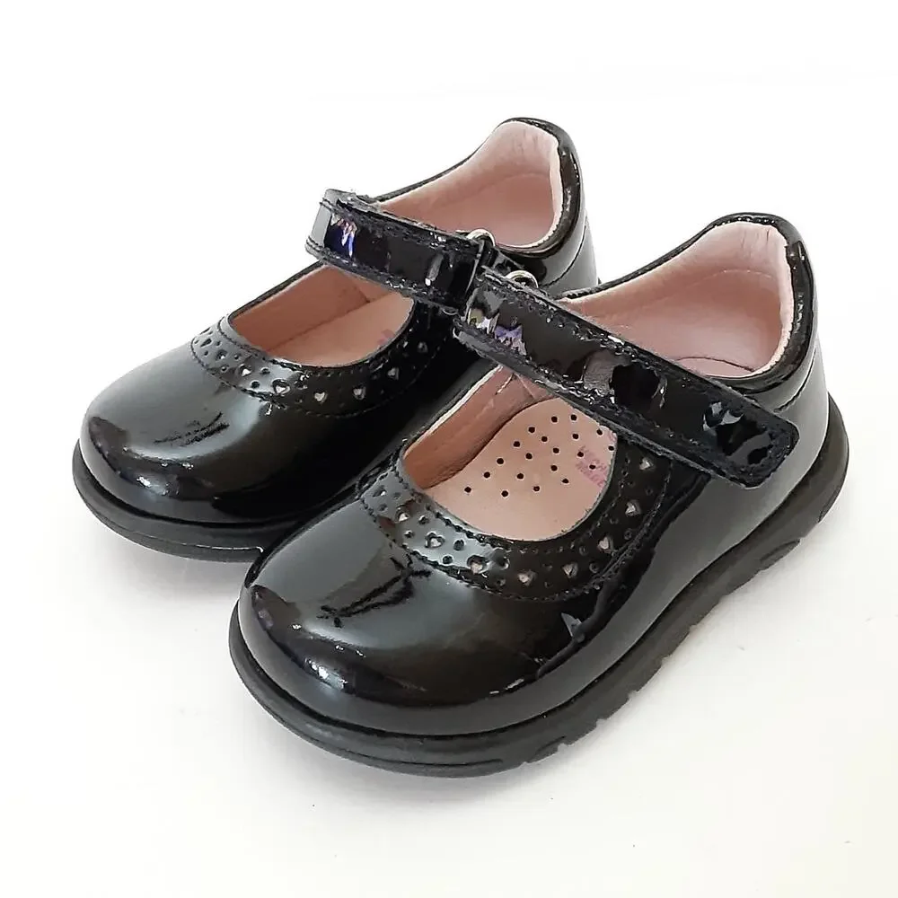 Pablosky Girls 4 Mary Janes Black Patent Leather Lazer Cut Dress Flats Euro 20